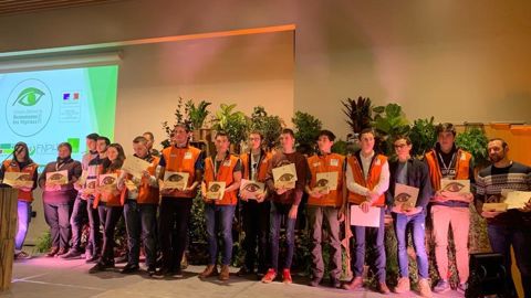 A l’issue des finales, 18 apprenants en formations horticulture et paysage sont montés sur le podium du Concours national de reconnaissance des végétaux 2019, durant le Salon Paysalia 2019à Lyon. ©Val’Hor